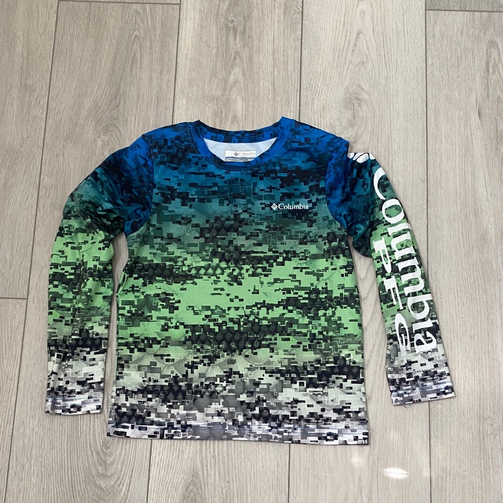 Columbia Pixel Camo Long Sleeve Shirt - Blue, Teal & Green